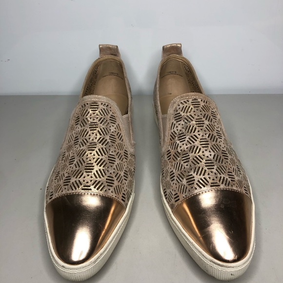 Karl Lagerfeld Rose Gold Leather Cut Out Cap Toe Slip On Sneaker Shoes Women 41B - Picture 9 of 16